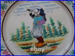 VINTAGE TWO PLATES FRENCH HENRIOT HB QUIMPER COUPLE BRETON D. 590 circa 1940s