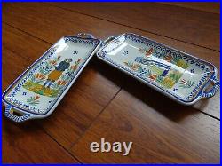 VINTAGE TWO SMALL DISH CERAMIC FRANCE HENRIOT QUIMPER 1930s' COUPLE BRETON