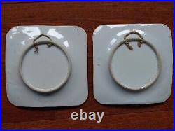 VINTAGE TWO SQUARES PLATES CERAMIC HENRIOT HB QUIMPER FRANCE circa 1930s