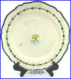 Very Early French Faience Plate Scalloped Cobalt Edge Yellow and Cobalt Floral