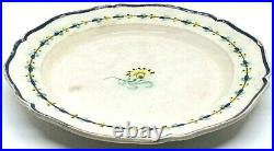 Very Early French Faience Plate Scalloped Cobalt Edge Yellow and Cobalt Floral