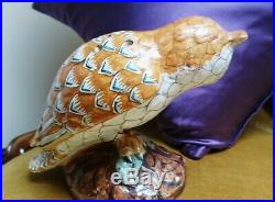 Very Rare Antique French Henriot Quimper Faience Owl & Mouse Prey C. 1930