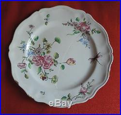Veuve Perrin French Faience Tin Glaze Pottery Charger Platter Flowers 19th c