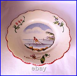 Veuve Perrin Seau A Bouteille French Faience Lunch Plate Vp Antique