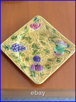 Vintage 1940s French Faience Fruit Majolica Plates By Sarreguemines & PV