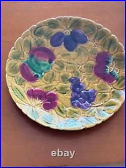 Vintage 1940s French Faience Fruit Majolica Plates By Sarreguemines & PV