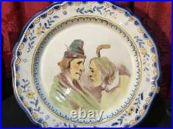 Vintage Antique French Victorian Faience Portrait Charger Plate