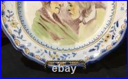 Vintage Antique French Victorian Faience Portrait Charger Plate