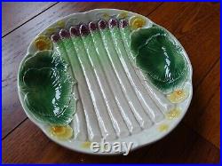 Vintage Asparagus Plate French Faience Majolica Sarreguemines