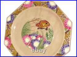 Vintage FFAS French Art Pottery MAJOLICA Faience BUTTERLY Serving Platter 14