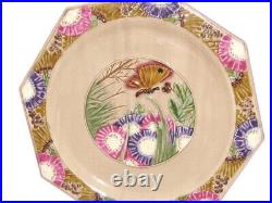 Vintage FFAS French Art Pottery MAJOLICA Faience BUTTERLY Serving Platter 14