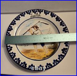 Vintage Faience Juillet Blue & White Edg Summer Boy Image Plate 9