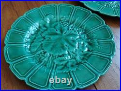 Vintage Five Dessert Plates French Faience Majolica Green Sarreguemines