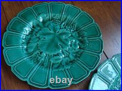 Vintage Five Dessert Plates French Faience Majolica Green Sarreguemines