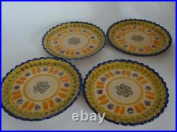 Vintage Four Cups Coffe And Saucer French Faience Henriot Quimper