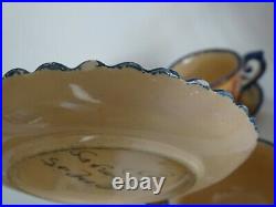 Vintage Four Cups Coffe And Saucer French Faience Henriot Quimper