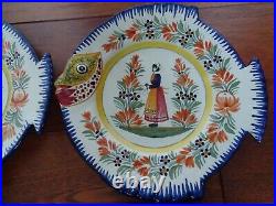 Vintage Four Fish Plate French Faience Henriot Quimper