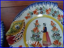 Vintage Four Fish Plate French Faience Henriot Quimper