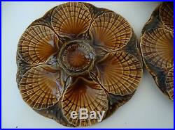 Vintage Four Plates French Oyster Faience Majolica Sarreguemines