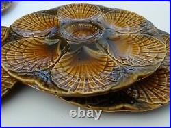 Vintage Four Plates French Oyster Faience Majolica Sarreguemines