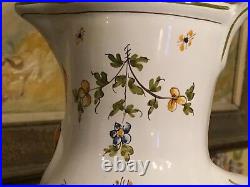 Vintage French Faience Moustiers Pottery Pitcher Signed on bottom