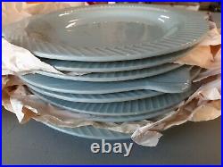 Vintage French Faience Sarreguemines 8pc Fish Plates Celadon Green, Exc. Cond