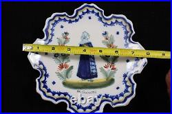 Vintage French HR Quimper Pottery 7 1/2 Scalloped Edge Plate With woman on Front