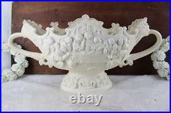 Vintage French LAst supper religious Christ majolica centerpiece coupe lion head