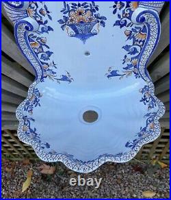 Vintage French Lavabo Faience Ceramic Kitchen Washstand Wall Mounted Garden Old