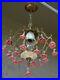 Vintage-French-porcelain-faience-pink-roses-chandelier-pendant-lamp-01-dr