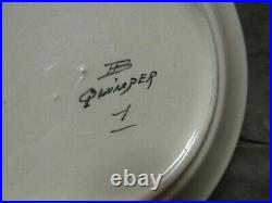 Vintage HB Quimper French Faience Pottery Breton Man Jos Kervela Brown trm Plate