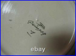 Vintage HB Quimper French Faience Pottery Breton Woman Jos Kervela Brown Plate