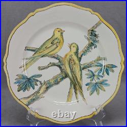 Vintage HR Porquier Quimper French Faience Hand Painted Yellow Birds Plate