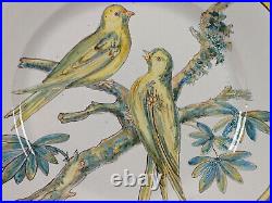 Vintage HR Porquier Quimper French Faience Hand Painted Yellow Birds Plate