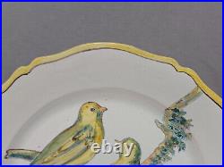 Vintage HR Porquier Quimper French Faience Hand Painted Yellow Birds Plate