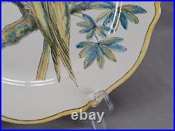 Vintage HR Porquier Quimper French Faience Hand Painted Yellow Birds Plate