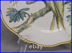 Vintage HR Porquier Quimper French Faience Hand Painted Yellow Birds Plate