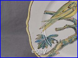 Vintage HR Porquier Quimper French Faience Hand Painted Yellow Birds Plate