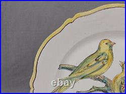 Vintage HR Porquier Quimper French Faience Hand Painted Yellow Birds Plate