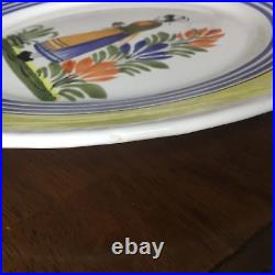 Vintage Hand Painted France Henriot Quimper Faience Pottery 11 Dinner Plates 4