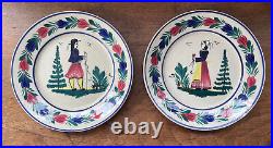 Vintage Henriot Quimper France Faience Pottery Breton Man Woman Plates 8