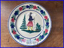 Vintage Henriot Quimper France Faience Pottery Breton Man Woman Plates 8