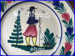 Vintage Henriot Quimper France Faience Pottery Breton Man Woman Plates 8