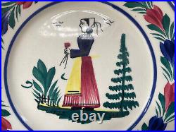 Vintage Henriot Quimper France Faience Pottery Breton Man Woman Plates 8