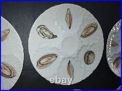 Vintage L'hirondelle Set of 6 Oyster Plates French Faience Majolica