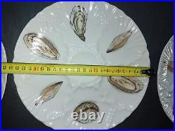 Vintage L'hirondelle Set of 6 Oyster Plates French Faience Majolica