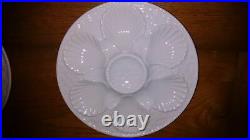 Vintage LONGCHAMP Set 6 Oyster Plates Basketwave White French Faience Majolica