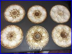 Vintage LONGCHAMP Set of 6 Oyster Plates Basketwave French Faience Majolica