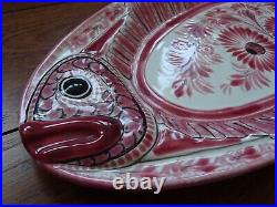 Vintage Large Fish Dish Pink French Faience Henriot Quimper