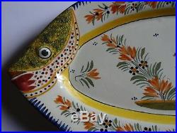 Vintage Large Plater Fish French Faience Henriot Quimper Breton 23